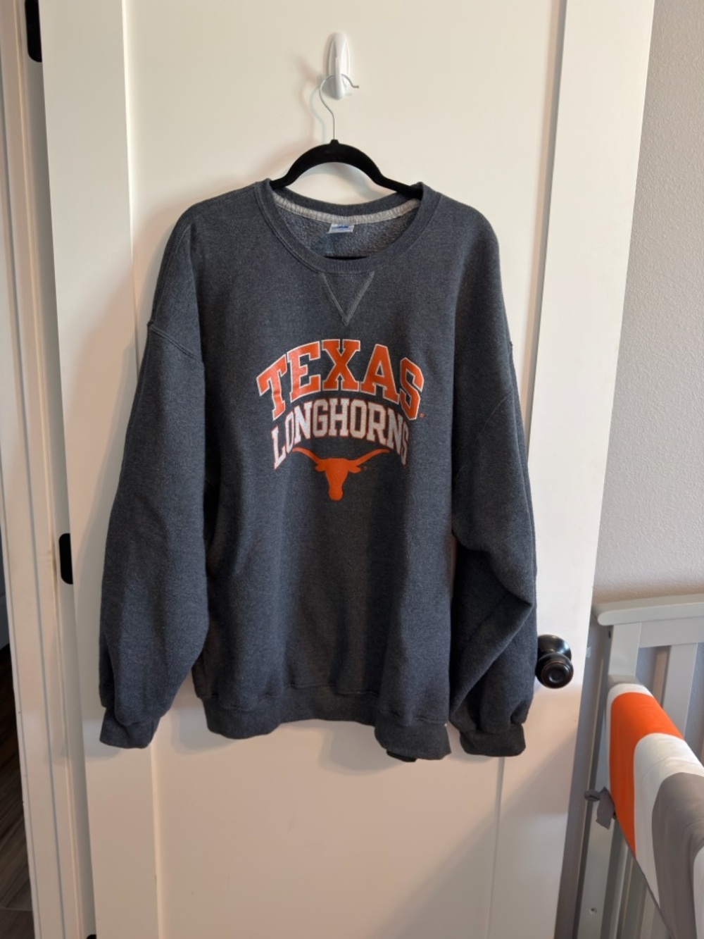 Russell Athletic Texas Longhorns Charcoal Gray Crewneck with Orange Logo
